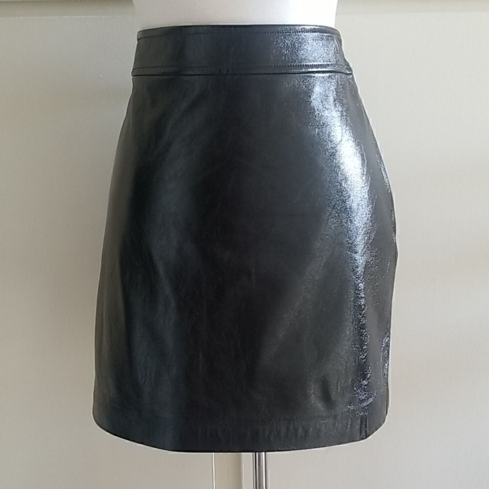 Leith Black Patent Leather Mini Skirt, NWT,  sz. L